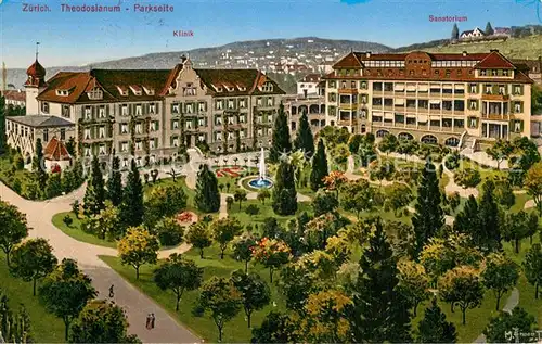 AK / Ansichtskarte Zuerich_ZH Theodosianum Privatspital Parkseite Sanatorium Kuenstlerkarte Zuerich_ZH