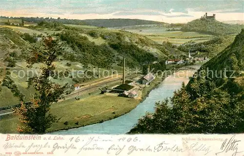 AK / Ansichtskarte Balduinstein Panorama mit Schloss Schaumburg Balduinstein