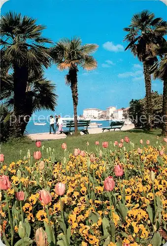 AK / Ansichtskarte Porec_Croatia Uferpromenade Tulpenbeet Palmen 