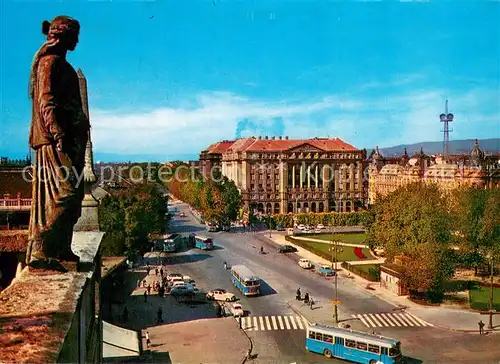 AK / Ansichtskarte Zagreb_Agram_Croatia Hotel Esplanade Intercontinental Statue 