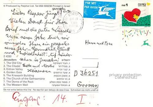 AK / Ansichtskarte Jerusalem_Yerushalayim Stadtansichten Old City Kidron Valley Golden Gate Knesseth Building Church Dome of the Rock Western Wall Jerusalem_Yerushalayim