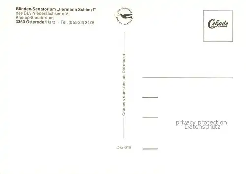 AK / Ansichtskarte Osterode_Harz Blinden Sanatorium Hermann Schimpf Hallenbad Osterode_Harz