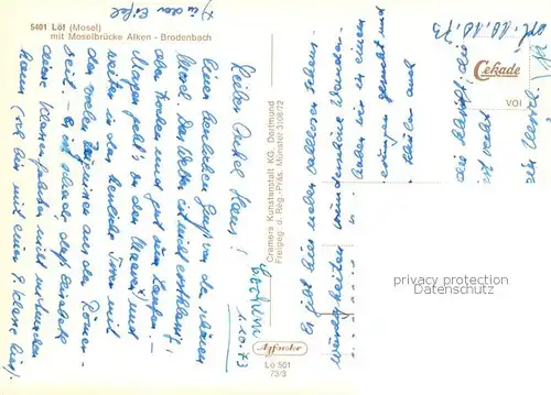 AK / Ansichtskarte Loef_Mosel Fliegeraufnahme mit Moselbruecke Alken Brodenbach Loef_Mosel