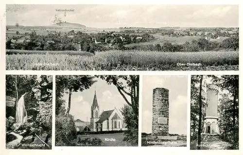 AK / Ansichtskarte Oberdielbach und Unterdielbach Panorama Wolfsschlucht Kirche Hindenburg Turm Aussichtsturm Oberdielbach