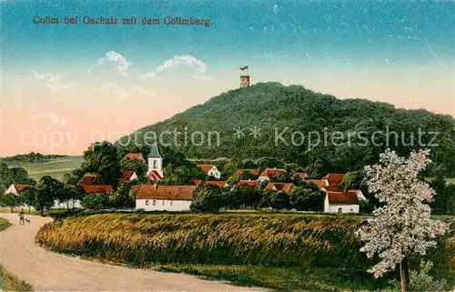 AK / Ansichtskarte Collm_Oschatz Ortsansicht mit Kirche und Collmberg 