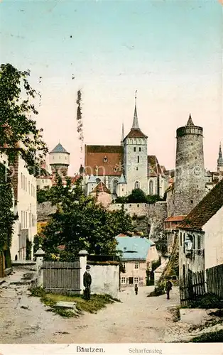 AK / Ansichtskarte Bautzen Scharfensteg Altstadt Turm Kirche Bautzen