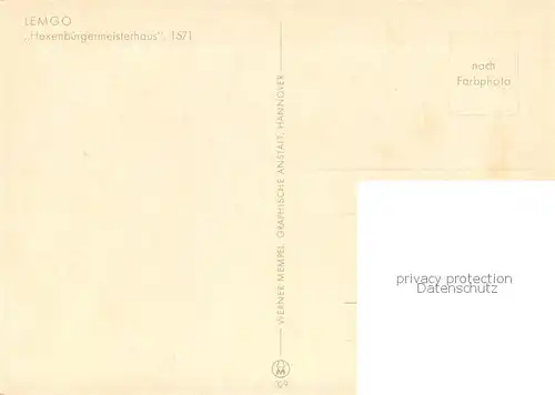 AK / Ansichtskarte Lemgo Hexenbuergermeisterhaus 1571 Lemgo
