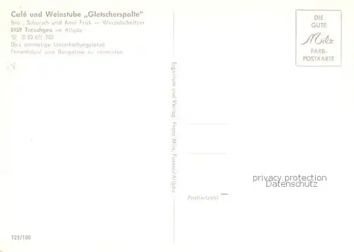 AK / Ansichtskarte Trauchgau Cafe und Weinstube Gletscherspalte Bar Trauchgau