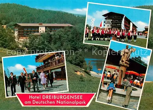 AK / Ansichtskarte Tittling Hotel Dreiburgensee Trachtengruppe Brunnen Tittling