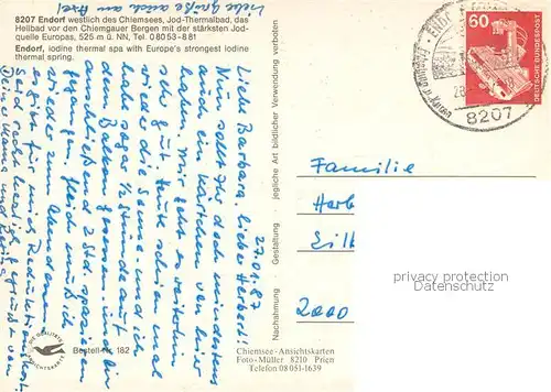 AK / Ansichtskarte Bad_Endorf Jod Thermalbad Fliegeraufnahme Bad_Endorf