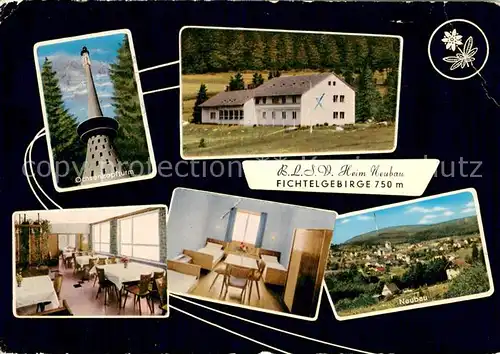 AK / Ansichtskarte Fichtelberg_Bayreuth Ochsenkopfturm Erholungsheim des Bayer Landessportverbandes Gastraum Zimmer Neubau Fichtelberg Bayreuth