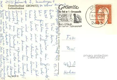 AK / Ansichtskarte Groemitz_Ostseebad Fliegeraufnahme Groemitz_Ostseebad