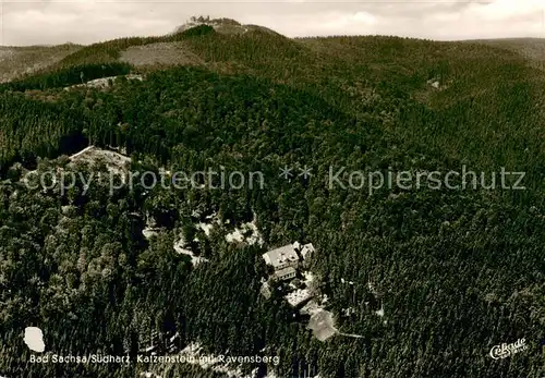 AK / Ansichtskarte Bad_Sachsa_Harz Katzenstein mit Ravensberg Fliegeraufnahme Bad_Sachsa_Harz