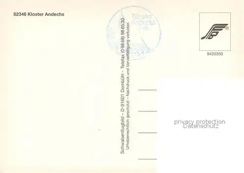 AK / Ansichtskarte Andechs Kloster Andechs Fliegeraufnahme Andechs