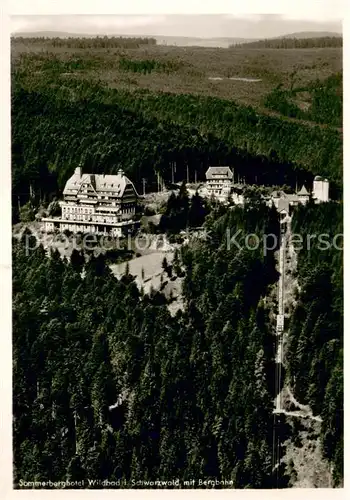 AK / Ansichtskarte Wildbad_Schwarzwald Sommerberghotel mit Bergkirche Fliegeraufnahme Wildbad_Schwarzwald