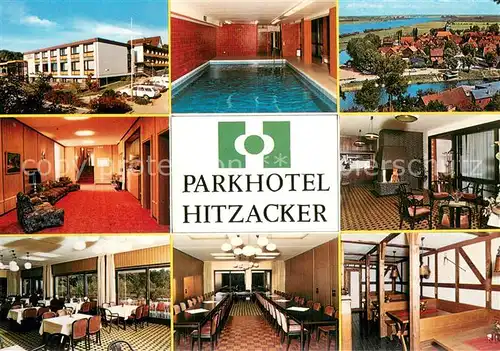 AK / Ansichtskarte Hitzacker_Elbe Parkhotel Hitzacker Rezeption Hallenbad Panorama Kaminzimmer Gastraeume Hitzacker Elbe