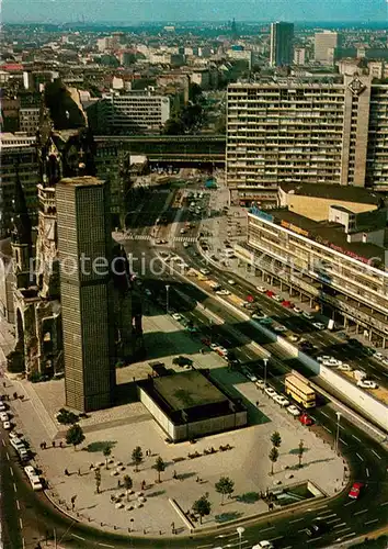 AK / Ansichtskarte Berlin Blick vom Europa Center auf Gedaechtniskirche mit Hardenbergstrasse am Zoo Fliegeraufnahme Berlin