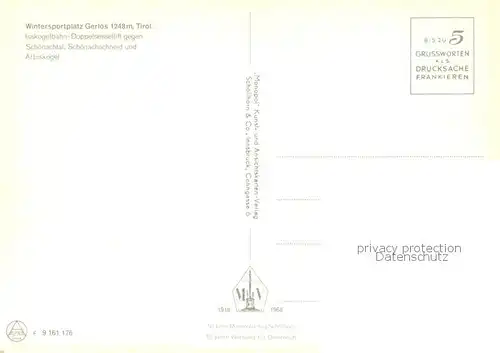 AK / Ansichtskarte Gerlos Isskogelbahn Doppelsessellift mit Schoenachtal Schoenachschneid und Arbiskogel Gerlos