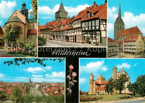 AK / Ansichtskarte Hildesheim 1000jaehriger Rosenstock Stadtblick vom Berghoelzchen Andreaskirche Am Kehrwieder Michaeliskirche Hildesheim