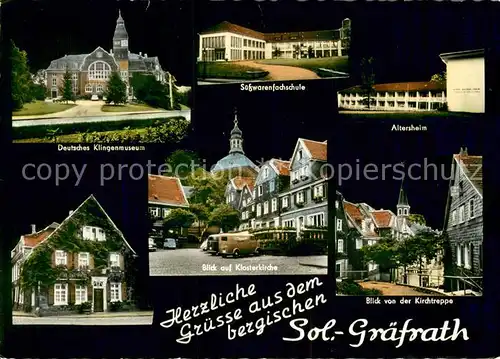 AK / Ansichtskarte Graefrath_Solingen Dt Klingenmuseum Suesswarenfachschule Altersheim Klosterkirche  