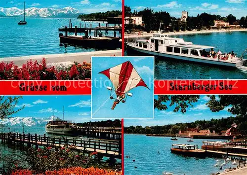 AK / Ansichtskarte Starnbergersee Teilansichten Drachenflieger Fahrgastschiff Starnbergersee