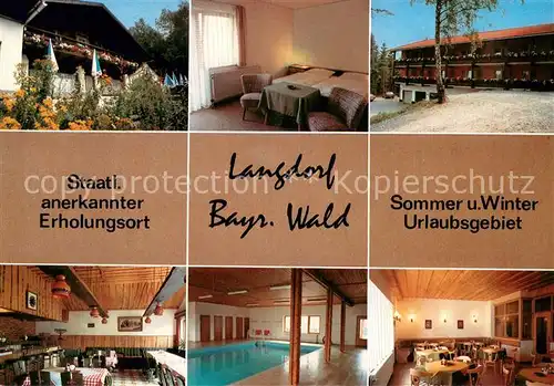 AK / Ansichtskarte Langdorf_Regen Hotel Gasthof Eichenbuehl Gaestezimmer Gastraeume Hallenbad Langdorf Regen