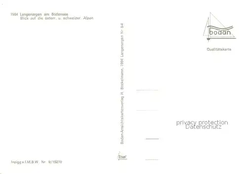 AK / Ansichtskarte Langenargen_Bodensee Fliegeraufnahme mit oesterreichischen und Schweizer Alpen Langenargen Bodensee