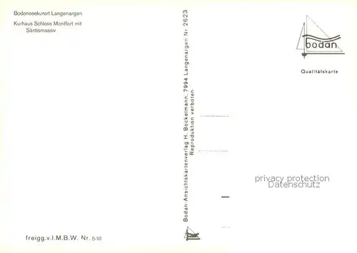 AK / Ansichtskarte Langenargen_Bodensee Kurhaus Schloss Montfort mit Saentismassiv Fliegeraufnahme Langenargen Bodensee