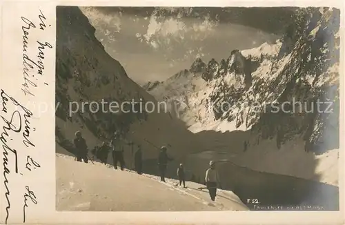 AK / Ansichtskarte Faehlensee_IR Skiwandergruppe in den Alpen 