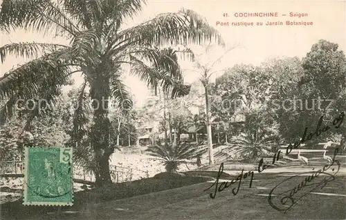 AK / Ansichtskarte Cochinchine_Vietnam Pont rustique au Jardin Botanique Cochinchine Vietnam