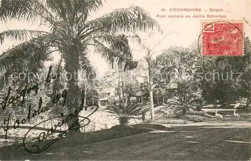 AK / Ansichtskarte Cochinchine_Vietnam Pont rustique au Jardin Botanique Cochinchine Vietnam