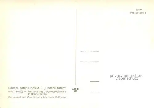 AK / Ansichtskarte Dampfer_Oceanliner Unioted States Lines M.S. L.H.B.579 