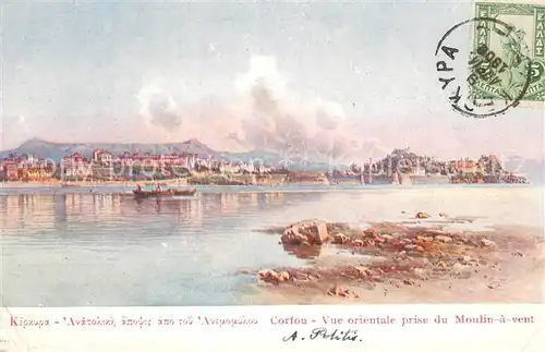 AK / Ansichtskarte Corfou_Korfu_Corfu_Greece Vue orientale prise du Moulin a vent Peinture Kuenstlerkarte 