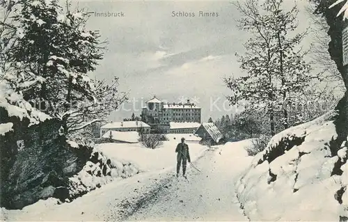AK / Ansichtskarte Innsbruck_Tirol_AT Schloss Amras im Winter 