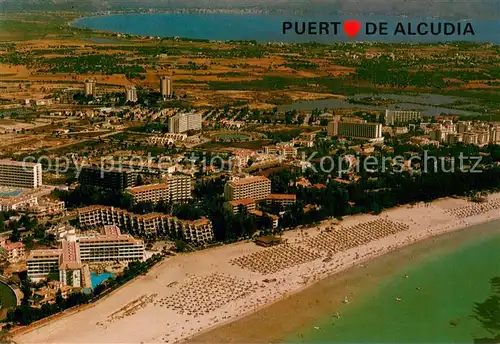 AK / Ansichtskarte Puerto_de_Alcudia Al fondo la Bahia de Pollensa Fliegeraufnahme Puerto_de_Alcudia