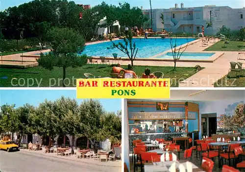 AK / Ansichtskarte Pons_Lleida_Cataluna_ES Bar Restaurante Gastraum Freibad Strassencafe 