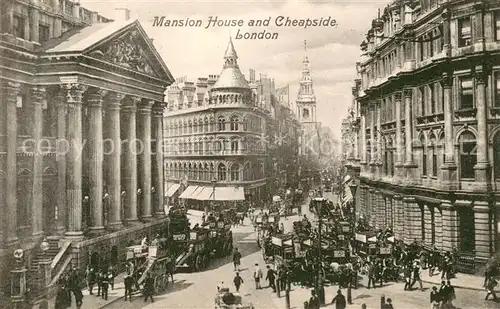 AK / Ansichtskarte London__UK Mansion House and Cheapside m. Kutschen 