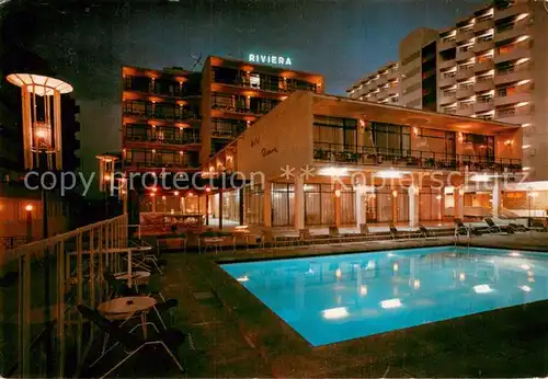 AK / Ansichtskarte Playa_de_Palma_Mallorca Hotel Riviera bei Nacht Pool Playa_de_Palma_Mallorca