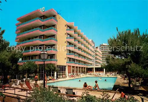 AK / Ansichtskarte Playa_de_Palma_Mallorca Hotel Concordia Aussenansicht m. Pool Playa_de_Palma_Mallorca