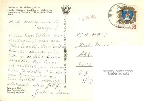 AK / Ansichtskarte Zadov_Stachy_CZ Hotel Churanov 