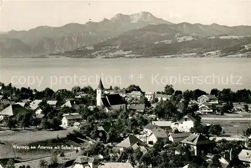 AK / Ansichtskarte Weyregg_Attersee Totalansicht m. See u. Schafberg Weyregg Attersee