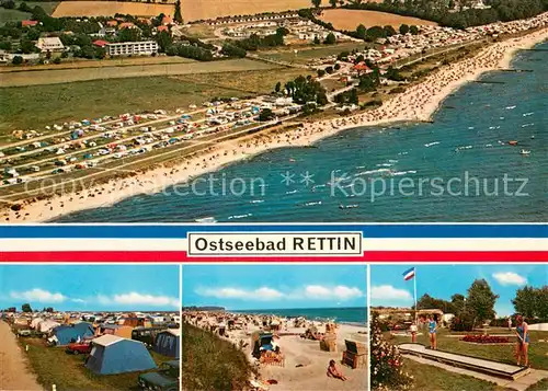 AK / Ansichtskarte Rettin Fliegeraufnahme Camping Strand Minigolf Rettin