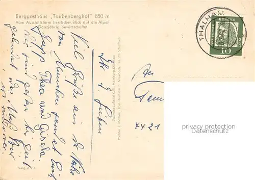 AK / Ansichtskarte Warngau Berggasthaus Taubenberghof Blick vom Aussichtsturm Warngau