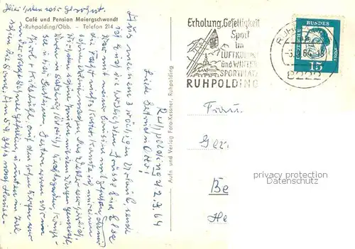 AK / Ansichtskarte Ruhpolding Cafe Pension Maiergschwendt Ruhpolding