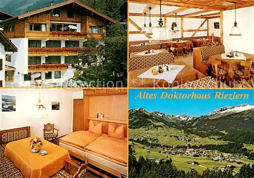 AK / Ansichtskarte Riezlern_Kleinwalsertal_Vorarlberg Altes Doktorhaus Gaststue Zimmer Fliegeraufnahme Riezlern_Kleinwalsertal