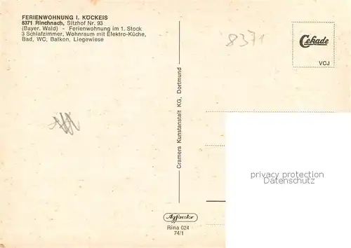 AK / Ansichtskarte Rinchnach Ferienwohnung Koeckeis Gaststube Rinchnach