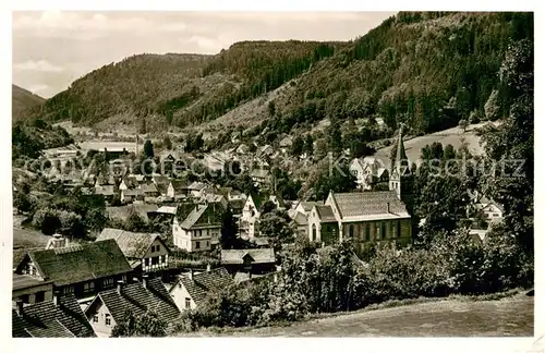 AK / Ansichtskarte Hoefen_Enz Ansicht mit Kirche Luftkurort im Schwarzwald Hoefen_Enz