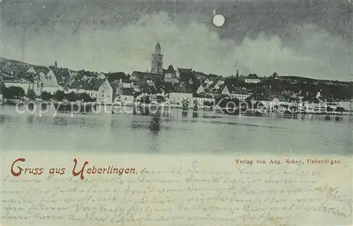 AK / Ansichtskarte ueberlingen_Bodensee Ansicht vom See aus im Mondschein ueberlingen Bodensee