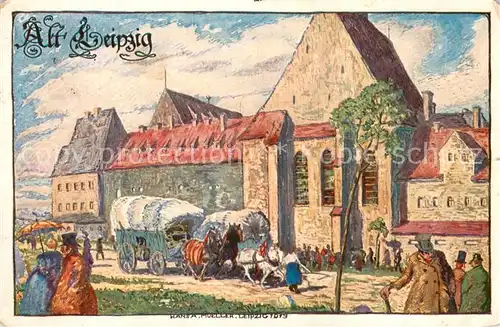 AK / Ansichtskarte Alt_Leipzig Leipzig vor 100 Jahren Grimmaisches Tor Hans A. Mueller Kuenstlerkarte Offizielle Postkarte Internationale Baufachausstellung Alt_Leipzig