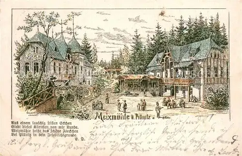 AK / Ansichtskarte Pillnitz_Dresden Meixmuehle Poesie Litho Deutsche Reichspost 
